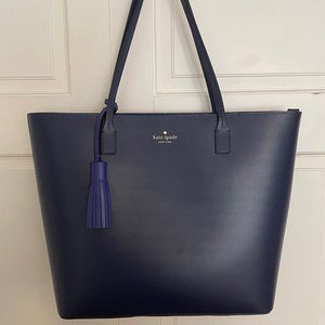 NWOT Kate Spade Large Navy Blue Leather Jana Tote  Purse